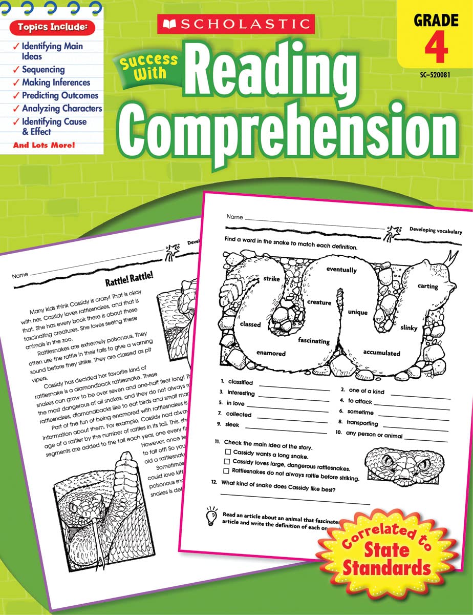 Scholastic Success With Reading Comprehension, Grade 4 - 7093