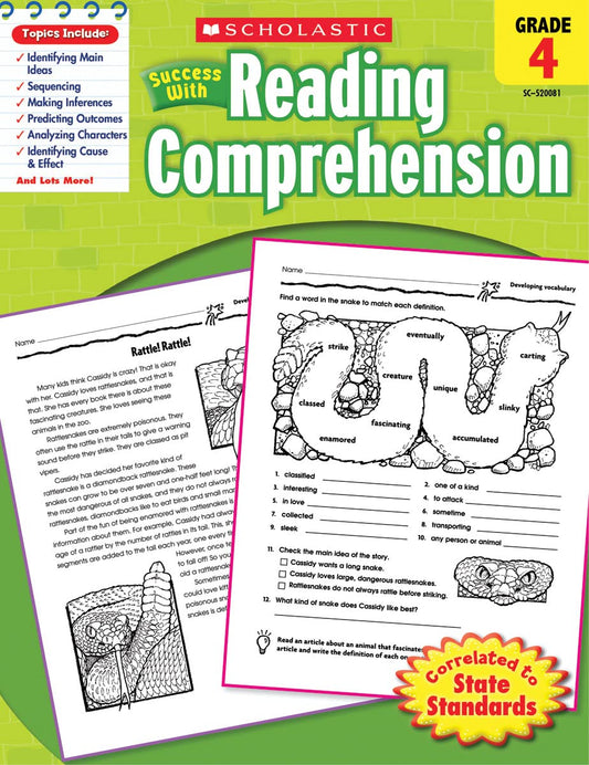 Scholastic Success With Reading Comprehension, Grade 4 - 7093