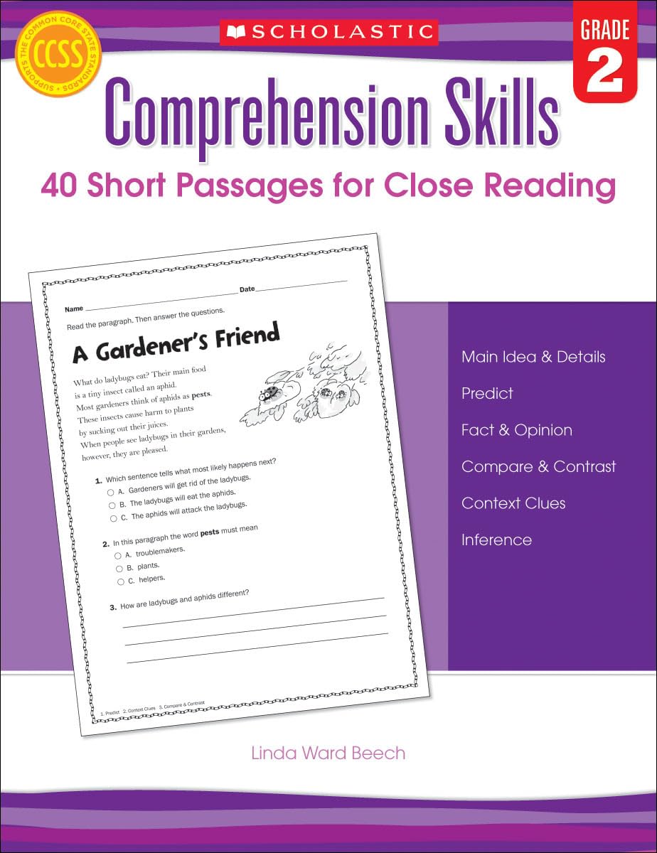 Comprehension Skills: 40 Short Passages for Close Reading: Grade 2 - 1295