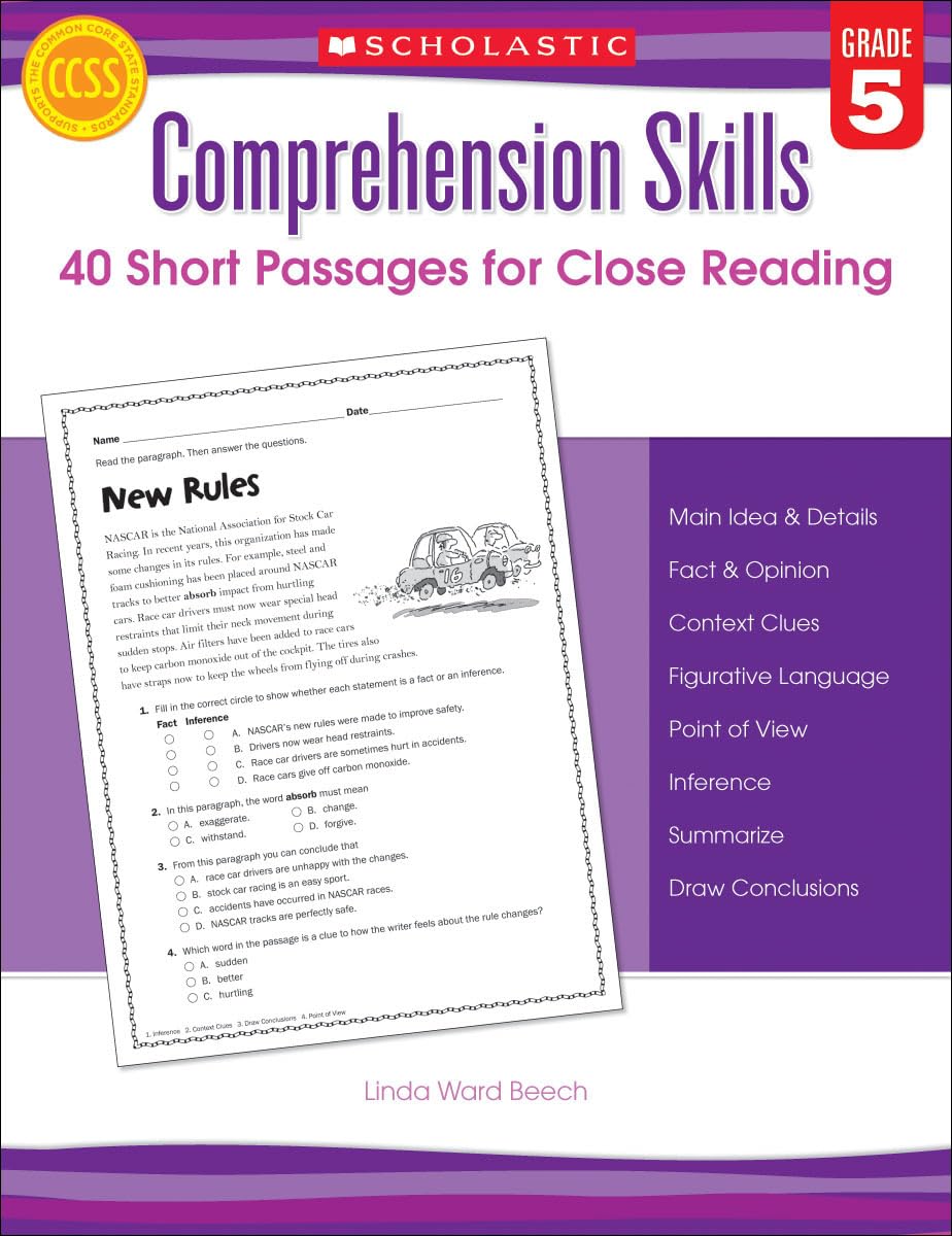 Comprehension Skills: Short Passages for Close Reading: Grade 5