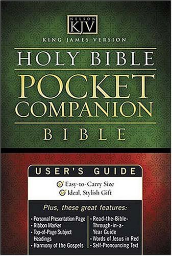 Holy Bible: King James Version, Black, Bonded Leather, Pocket Companion Bible - 6206