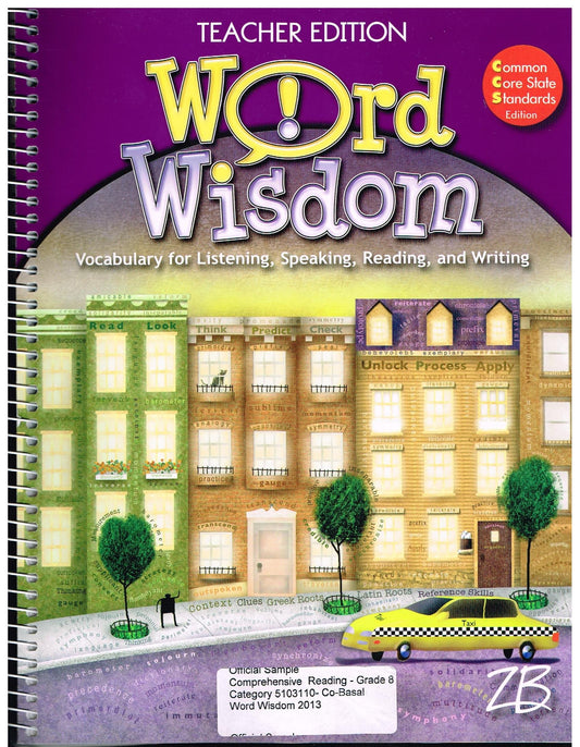 Word Wisdom Vocabulary for Listening,Speaking,Reading, and Writing (Teacher Edition, Grade 8 w/cd-rom) - 1669
