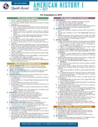 American History 1 - REA's Quick Access Reference Chart