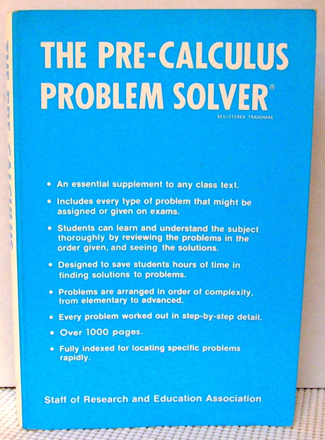 Pre-Calculus Problem Solver (Problem Solvers Solution Guides) - 7674