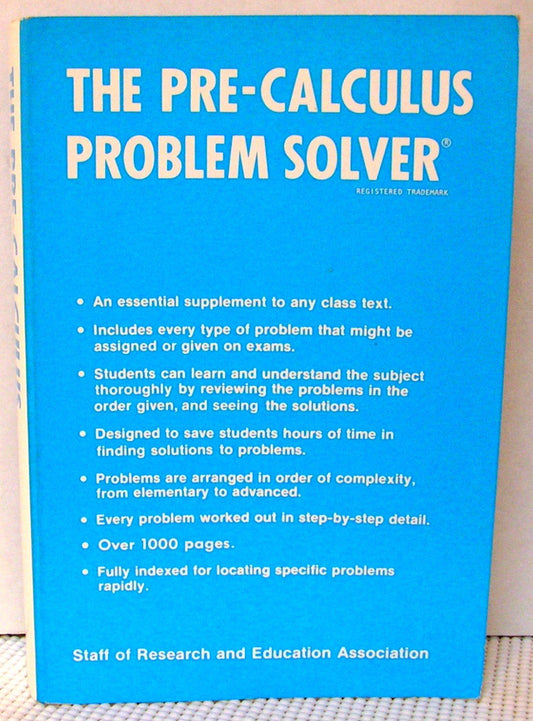 Pre-Calculus Problem Solver (Problem Solvers Solution Guides) - 7674