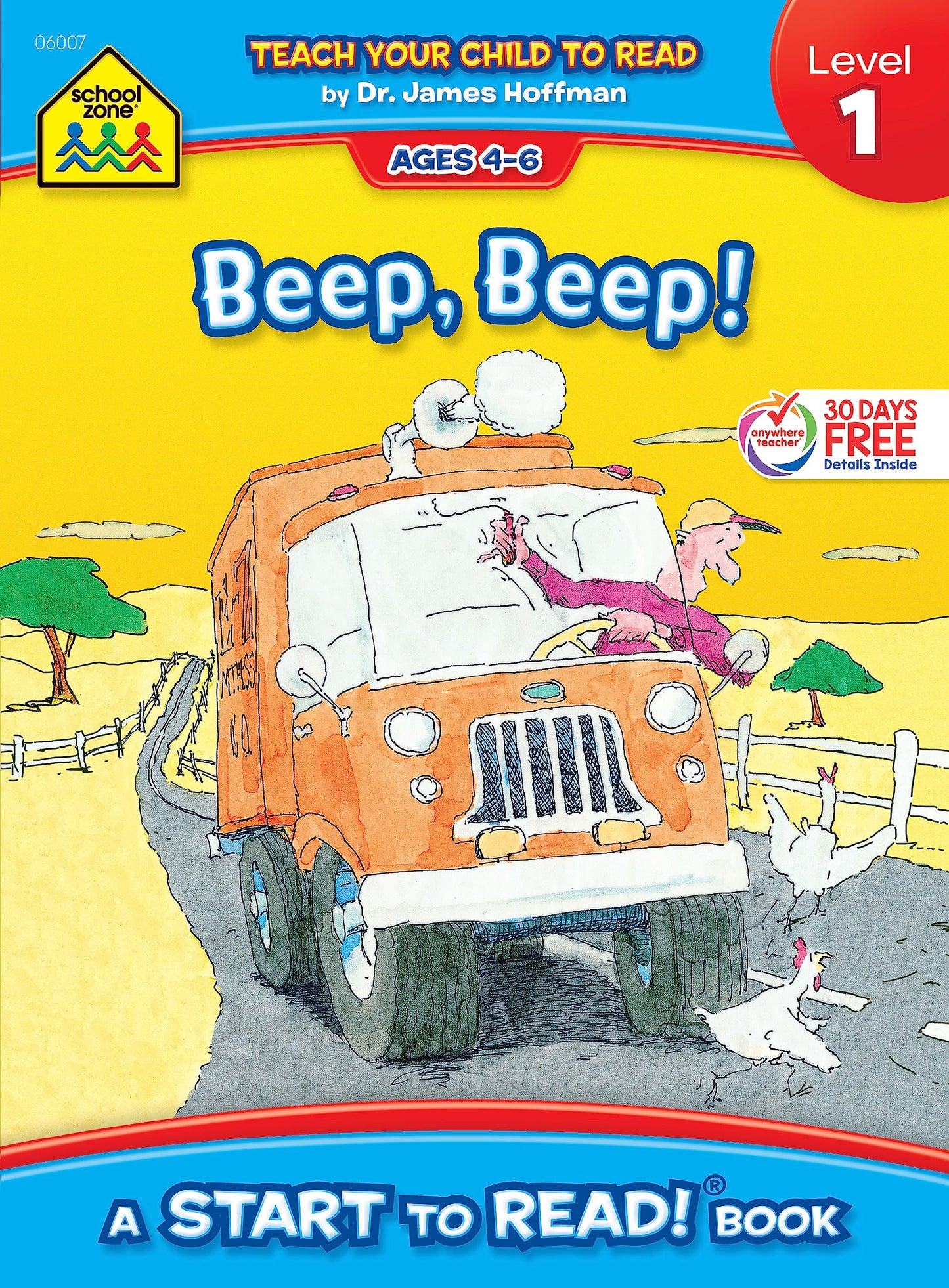 School Zone Beep, Beep!, Start to Read! Book Level 1: Ages 4 to 6, Rhyming, Early Reading, Vocabulary, Simple Sentence Structure, Picture Clues, and More (Start to Read! Book Series) - 3932