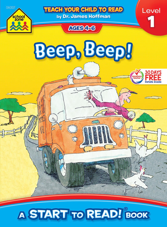 School Zone Beep, Beep!, Start to Read! Book Level 1: Ages 4 to 6, Rhyming, Early Reading, Vocabulary, Simple Sentence Structure, Picture Clues, and More (Start to Read! Book Series) - 3932