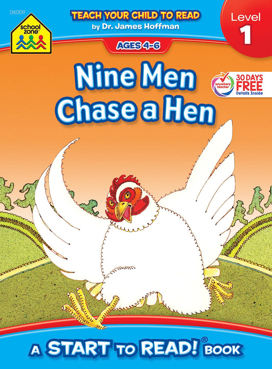 School Zone Nine Men Chase a Hen, Start to Read! Book Level 1: Ages 4 to 6, Rhyming, Early Reading, Vocabulary, Simple Sentence Structure, and More (Start to Read! Book Series) - 769