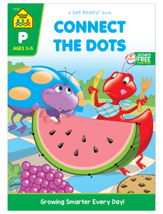 School Zone Connect the Dots Workbook: 32 Pages, Preschool, Kindergarten, Dot-to-Dots, Counting, Number Puzzles, Numbers 1-10, Coloring, Ages 3 to 5 (Get Ready! Book Series) - 1506