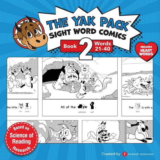 The Yak Pack: Sight Word Stories: Book 2: Comic Books to Practice Reading Dolch Sight Words (21-40) (The Yak Pack Comics Complete Series) - 4310