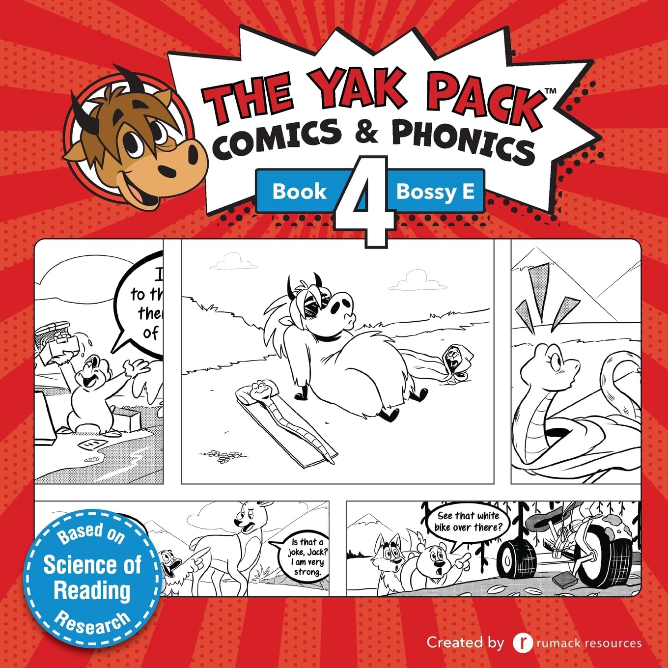 The Yak Pack: Comics & Phonics: Book 4: Learn to read Bossy E words (The Yak Pack Comics Complete Series) - 4639