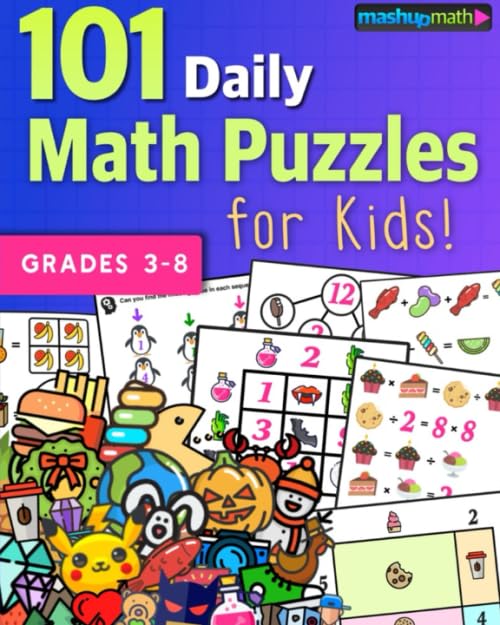101 Daily Math Puzzles for Kids!: For Students in Grades 3-8 - 6618