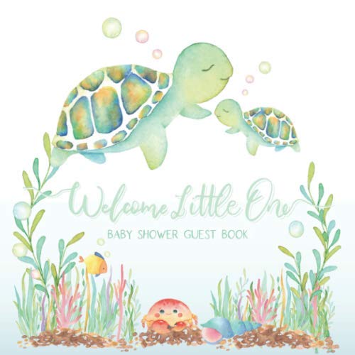 Baby Shower Guest Book: Sea Turtle Guestbook Keepsake with Wishes & Advice + Gift Log | Under The Sea Ocean Theme | Mom and Baby Hatchling | SeaFoam Mint Coral - 5537
