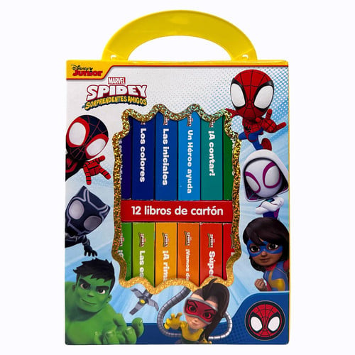 Disney Jr. - Marvel: Spidey y sus Sorprendentes Amigos - Mi Primera Biblioteca - 12 Libros de Carton - PI Kids