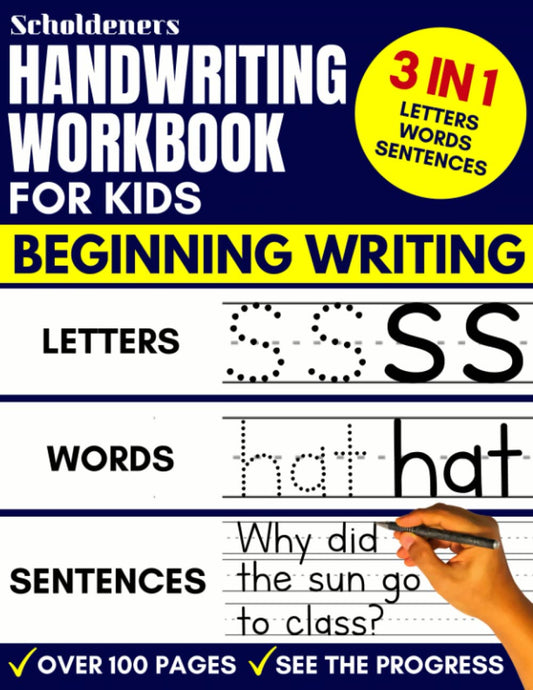 Handwriting Workbook for Kids: 3-in-1 Writing Practice Book to Master Letters, Words & Sentences - 9588