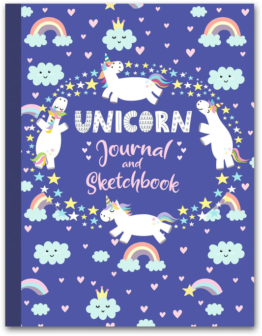 Unicorn Journal and Sketchbook: Journal and Notebook for Girls - Composition Size (7.5"x9.75") With Lined and Blank Pages, Perfect for Journal, Doodling, Sketching and Notes - 4480