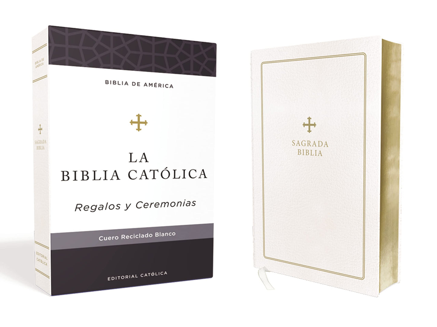 Biblia Católica, Regalos y Ceremonias, Piel reciclada, Blanco, Comfort Print (Biblia De America) (Spanish Edition)