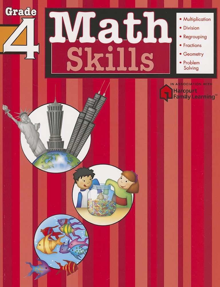 Math Skills: Grade 4 (Flash Kids Harcourt Family Learning) - 9619