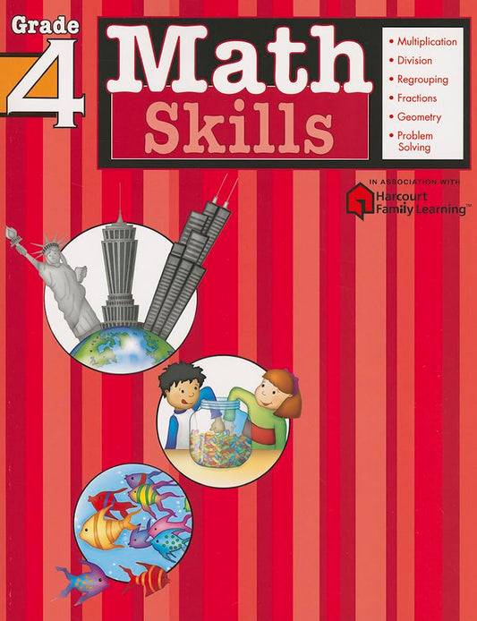 Math Skills: Grade 4 (Flash Kids Harcourt Family Learning) - 9619