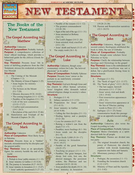New Testament QuickStudy Laminated Reference Guide - 1082