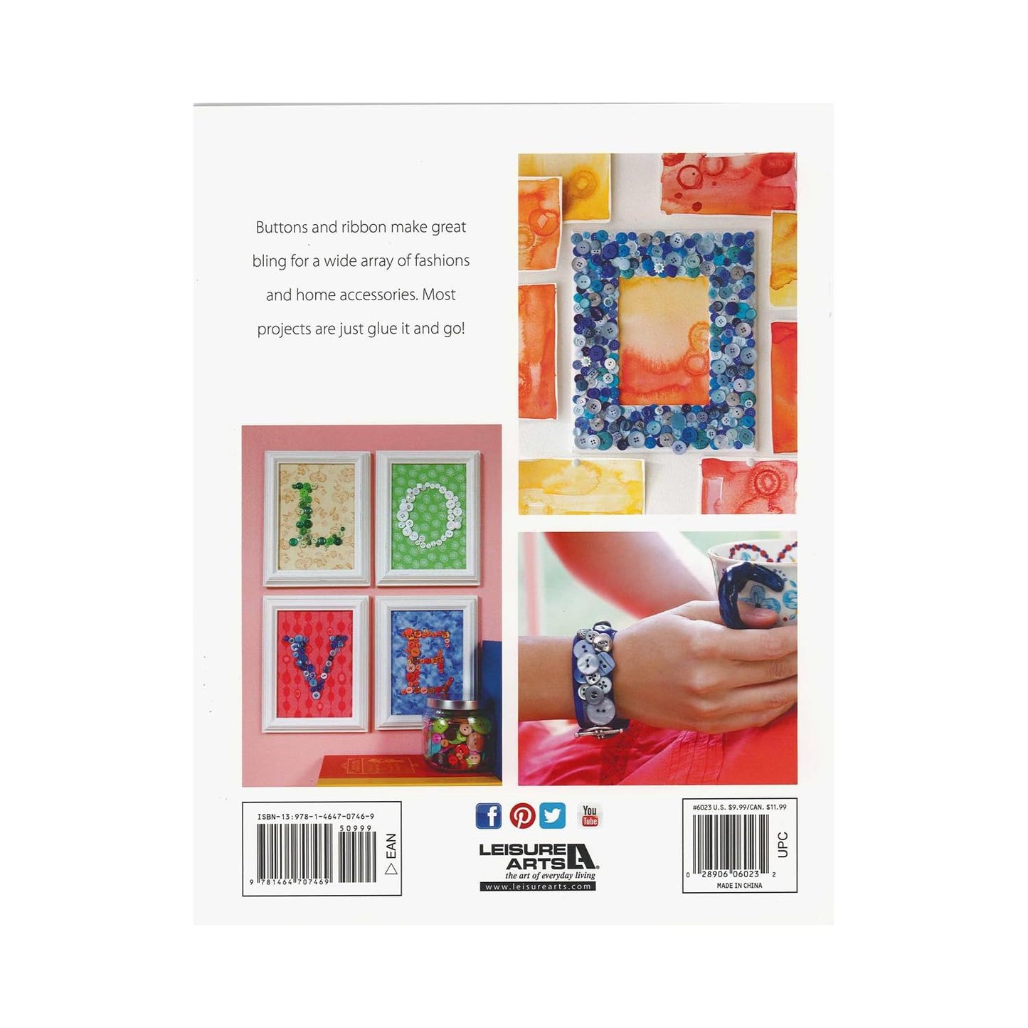 Leisure Arts Crafting With Buttons & Ribbons Book
