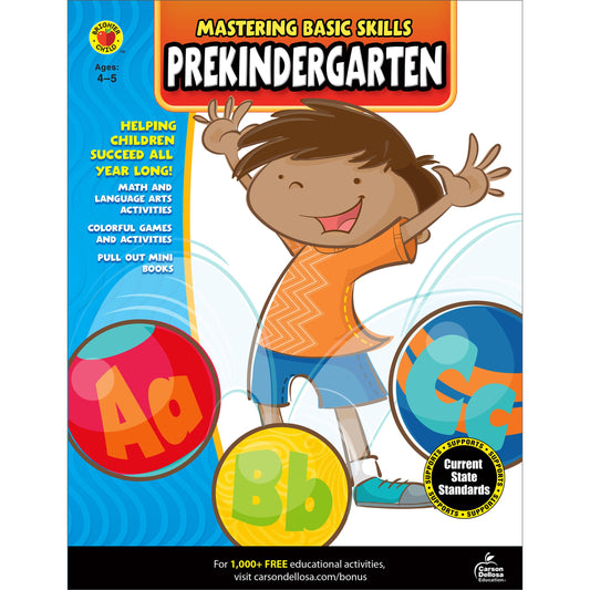Carson Dellosa Mastering Basic Skills Prekindergarten Preschool Workbook, Alphabet, Phonics, and Math Toddler Learning Activities for Kids Ages 4-5, Pre Kindergarten Classroom or Homeschool Curriculum
