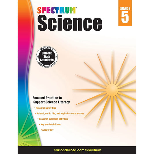 Spectrum 5th Grade Science Workbooks, Ages 10 to 11, 5th Grade Science, Research Safety Tips and Physical, Earth, Space, and Life Science with Research Activities - 144 Pages (Volume 65) - 8066