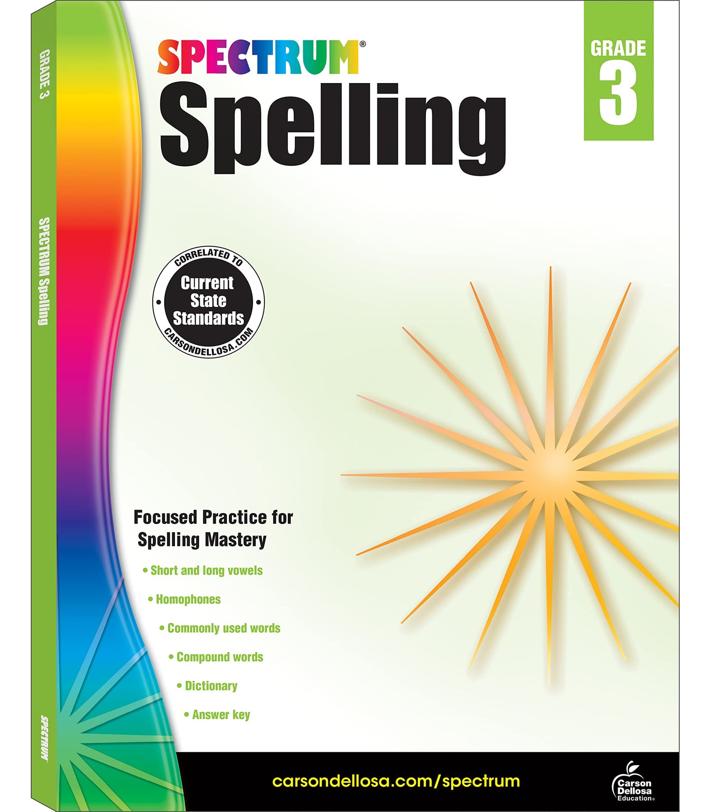 Spectrum Grade 3 Spelling Workbook, Compound Words, Dictionary Skills, Homophones, Vowels, Vocabulary, Grammar, and More, Language Arts Classroom or Homeschool Curriculum