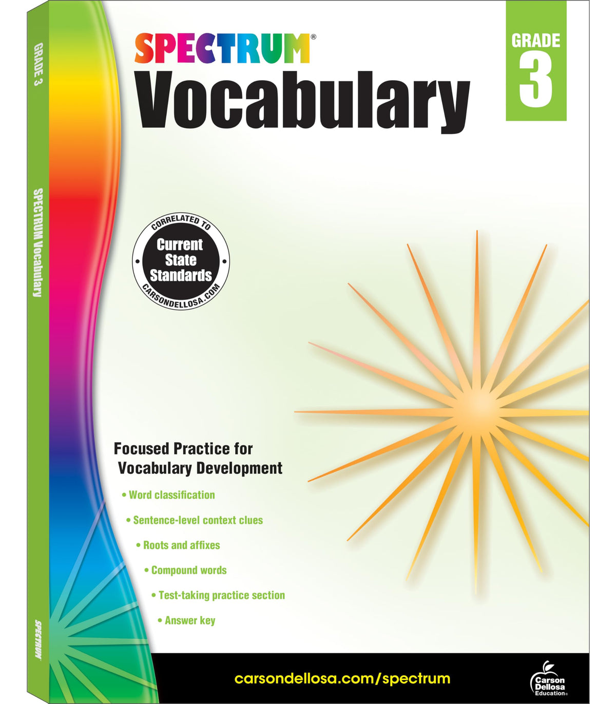 Spectrum 3rd Grade Vocabulary Workbooks, Ages 8 to 9, Grade 3 Vocabulary Workbook, Word Classification, Roots, Compound Words, Prefixes and Suffixes, and Abbreviations - 160 Pages