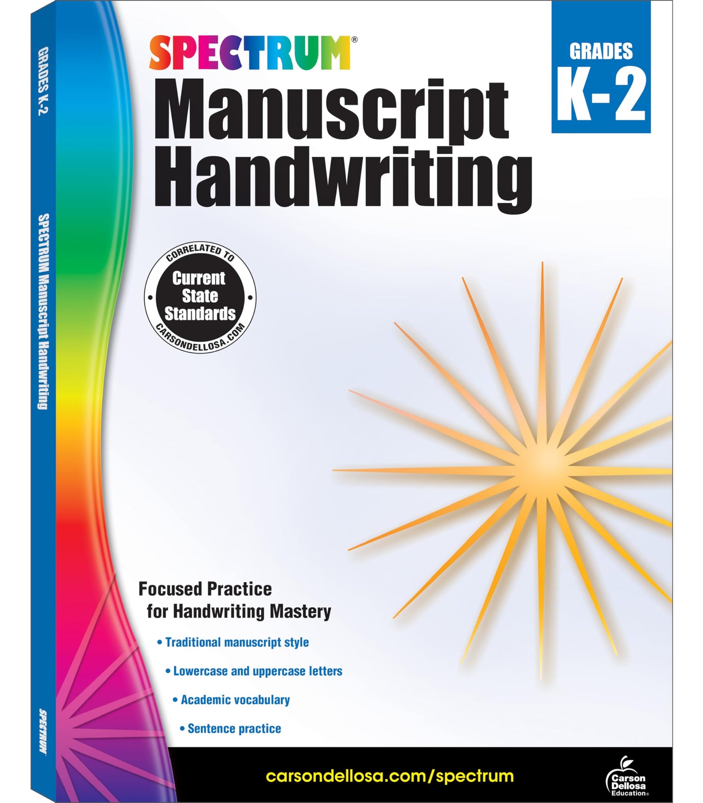 Spectrum Manuscript Handwriting Kindergarten to 2nd Grade Workbooks, Vocabulary, Sentence Building Skills, and More Writing Practice, Classroom or Homeschool Curriculum (Volume 106) - 6070