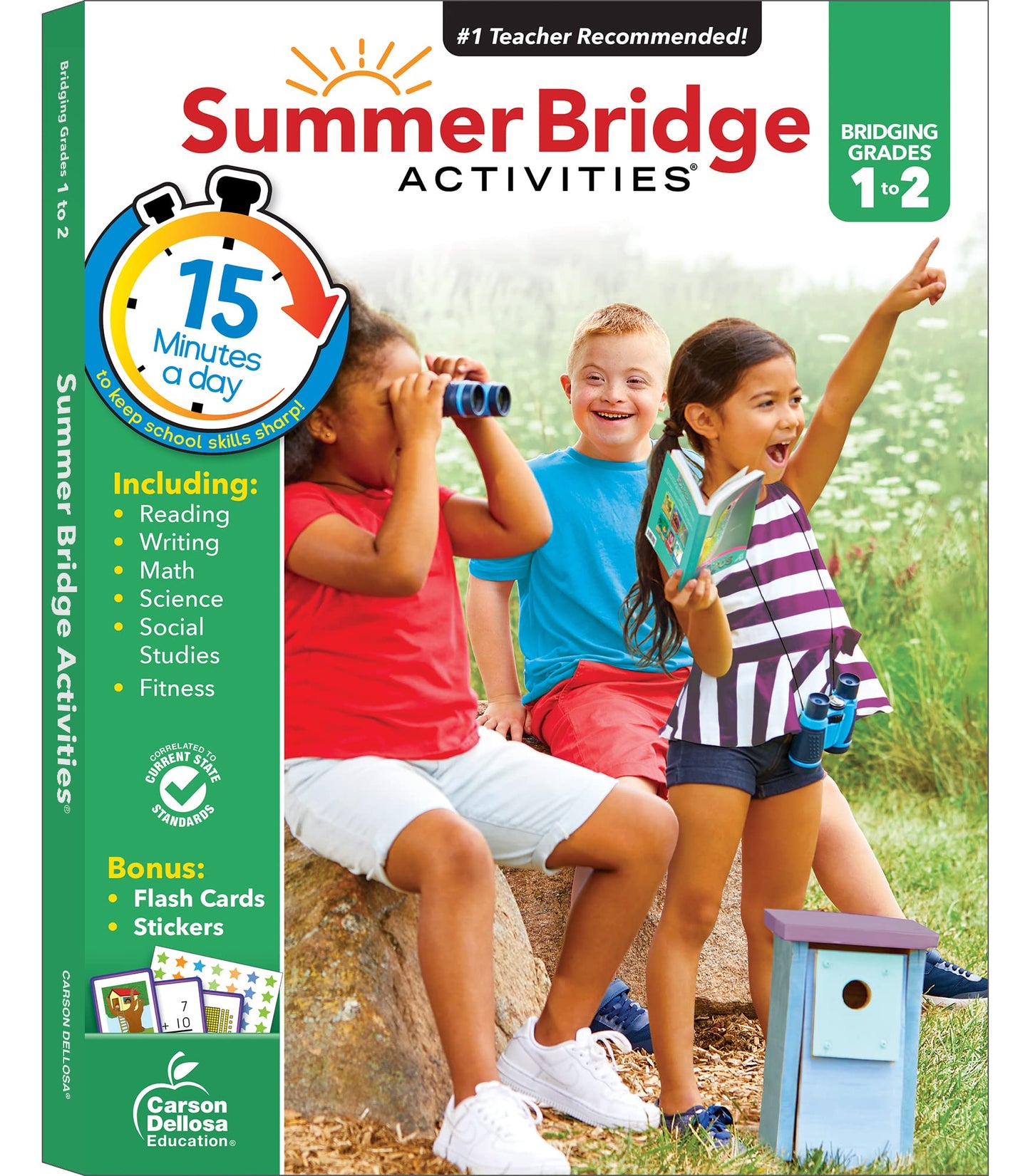 Summer Bridge Activities 1st to 2nd Grade Workbook, Activity Book With Math, Reading Comprehension, Science, Fitness, Social Studies, Writing Practice, and Flash Cards - 9483