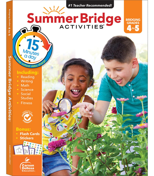 Summer Bridge Activities 4th to 5th Grade Workbooks All Subjects, Activity Book With Math, Reading Comprehension, Science, Fitness, Social Studies, Writing Practice, and Flash Cards (Volume 6) - 9116
