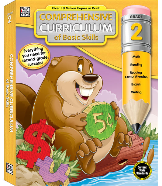 Comprehensive Curriculum of Basic Skills 2nd Grade Workbooks All Subjects for Ages 7-8, Math, Reading Comprehension, Writing, Addition, Subtraction, and More, Second Grade Workbooks (544 pgs) - 3511