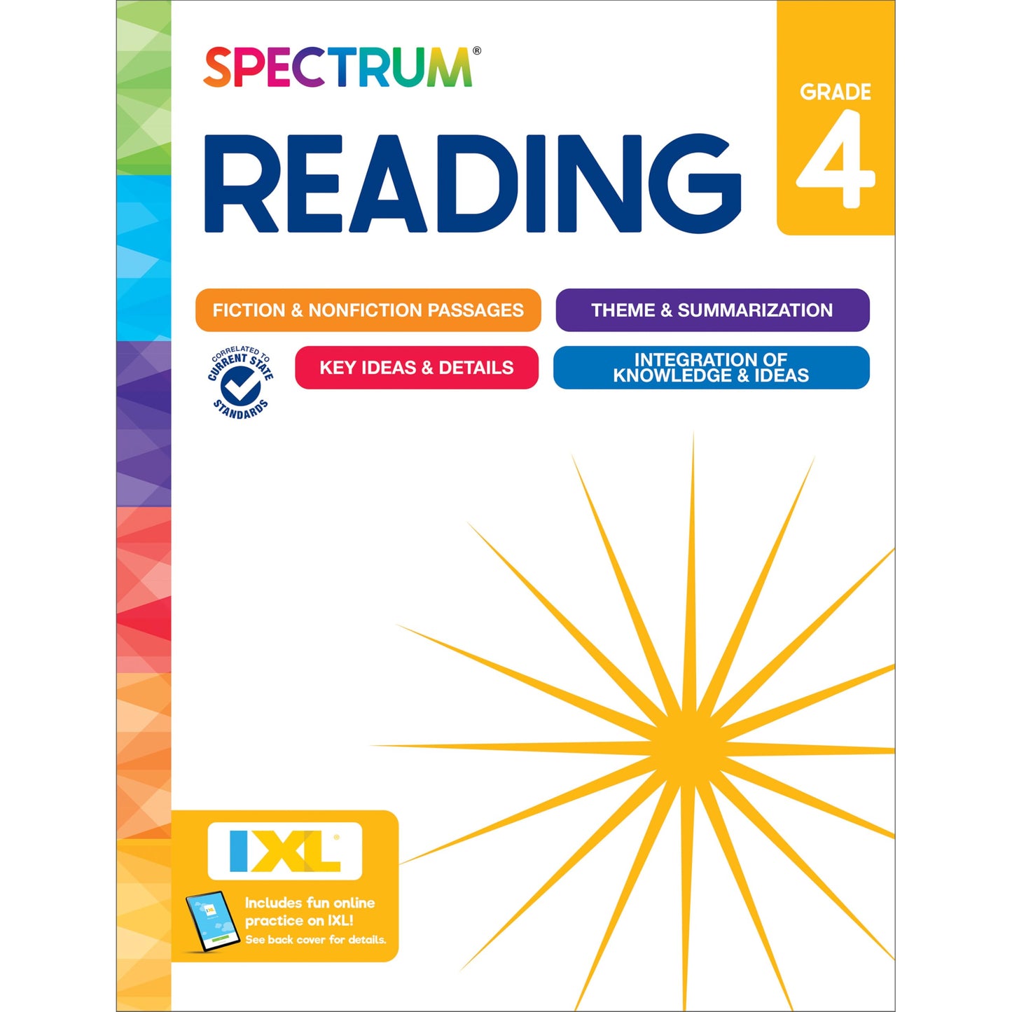 Spectrum Reading 4th Grade Workbook, Activity Book Covering Nonfiction and Fiction Passages, Theme, Summarization, and More, Classroom or Homeschool Curriculum
