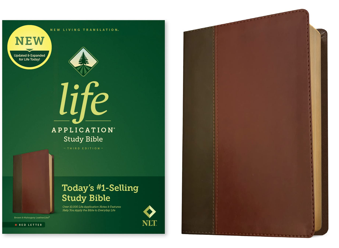 NLT Life Application Study Bible, Third Edition (Red Letter, LeatherLike, Brown/Mahogany) Tyndale NLT Bible with Updated Study Notes and Features, Full Text New Living Translation