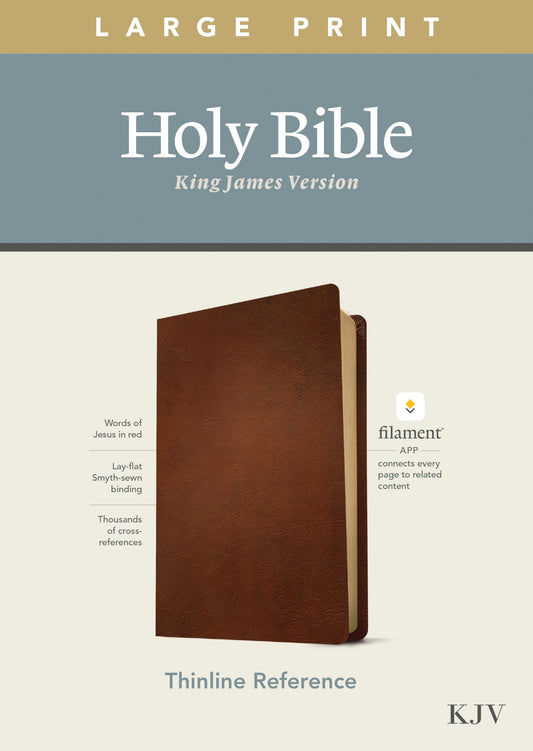 KJV Large Print Thinline Reference Bible, Filament Enabled (Genuine Leather, Brown, Red Letter): Includes Free Access to the Filament Bible App ... Notes, Devotionals, Worship Music, and Video - 7475