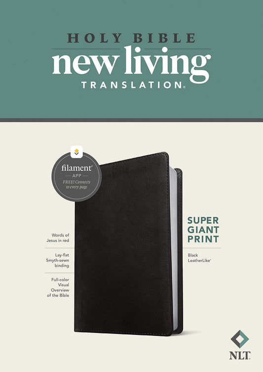 NLT Super Giant Print Bible, Filament Enabled (LeatherLike, Black, Red Letter)