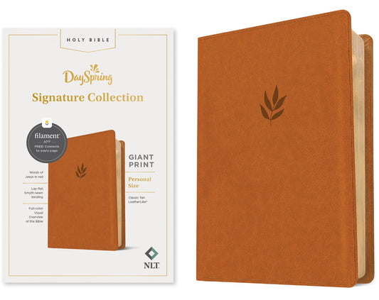 NLT Personal Size Giant Print Bible, Filament-Enabled Edition (LeatherLike, Classic Tan, Red Letter): DaySpring Signature Collection - 4318