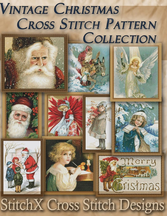 Vintage Christmas Cross Stitch Pattern Collection: Black & White Charts - 9878