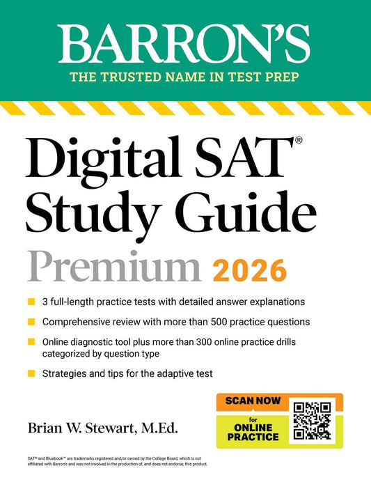 Digital SAT Study Guide Premium, 2026: 3 Practice Tests + Comprehensive Review + Online Practice (Barron's SAT Prep) - 6242