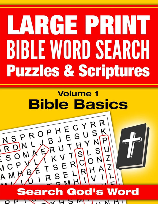 LARGE PRINT - Bible Word Search Puzzles with Scriptures, Volume 1: Bible Basics: Search God's Word - 4254