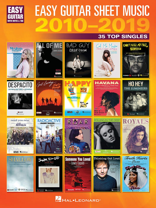 Easy Guitar Sheet Music 2010-2019: 35 Top Singles Arranged with Notes & Tab & Lyrics (Easy Guitar With Notes & Tab)