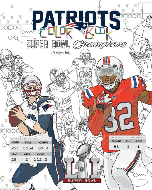 New England Patriots 2017 Super Bowl Champions: The Ultimate Football Coloring, Activity and Stats Book for Adults and Kids - 8360