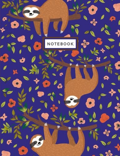 Notebook: Sloth Nightlife Blue Notebook (Composition Book, Journal) (8.5 x 11 Large)