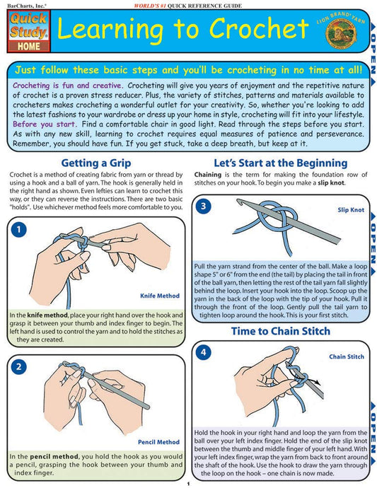 Learning To Crochet QuickStudy Laminated Reference Guide (QuickStudy Home)