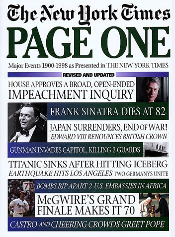 The New York Times Page One: Major Events 1900-1998 As Presented in the New York Times