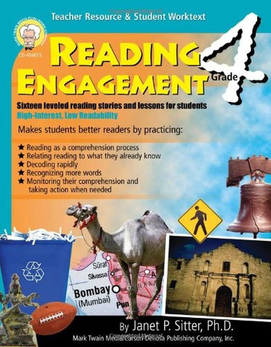 Mark Twain Reading Comprehension Engagement 4th Grade Workbook, Activity Book With Passages, Crossword Puzzles, Decoding, and Vocabulary Activities, Classroom or Homeschool Curriculum - 3414