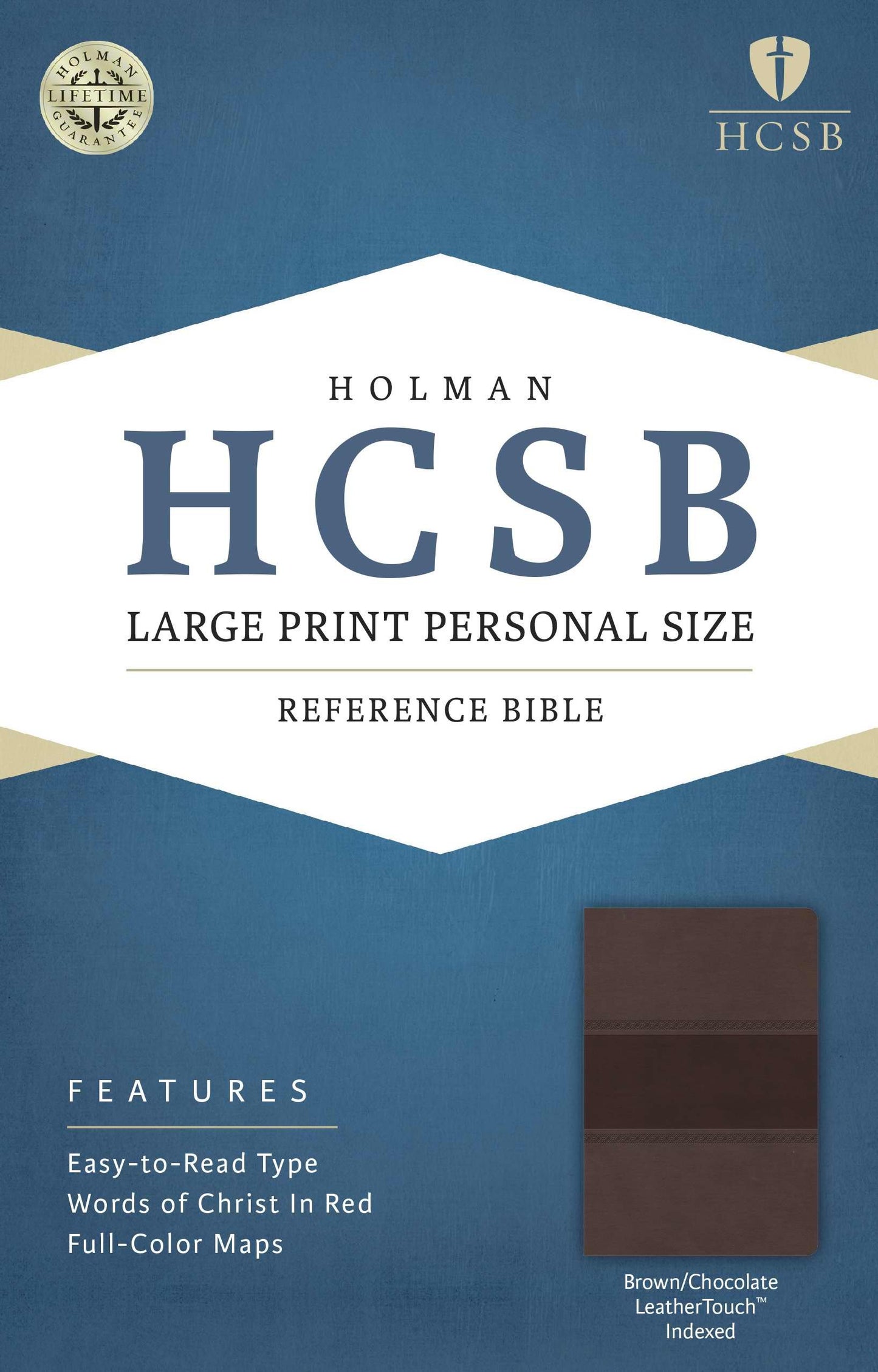 HCSB Large Print Personal Size Bible, Brown/Chocolate LeatherTouch Indexed