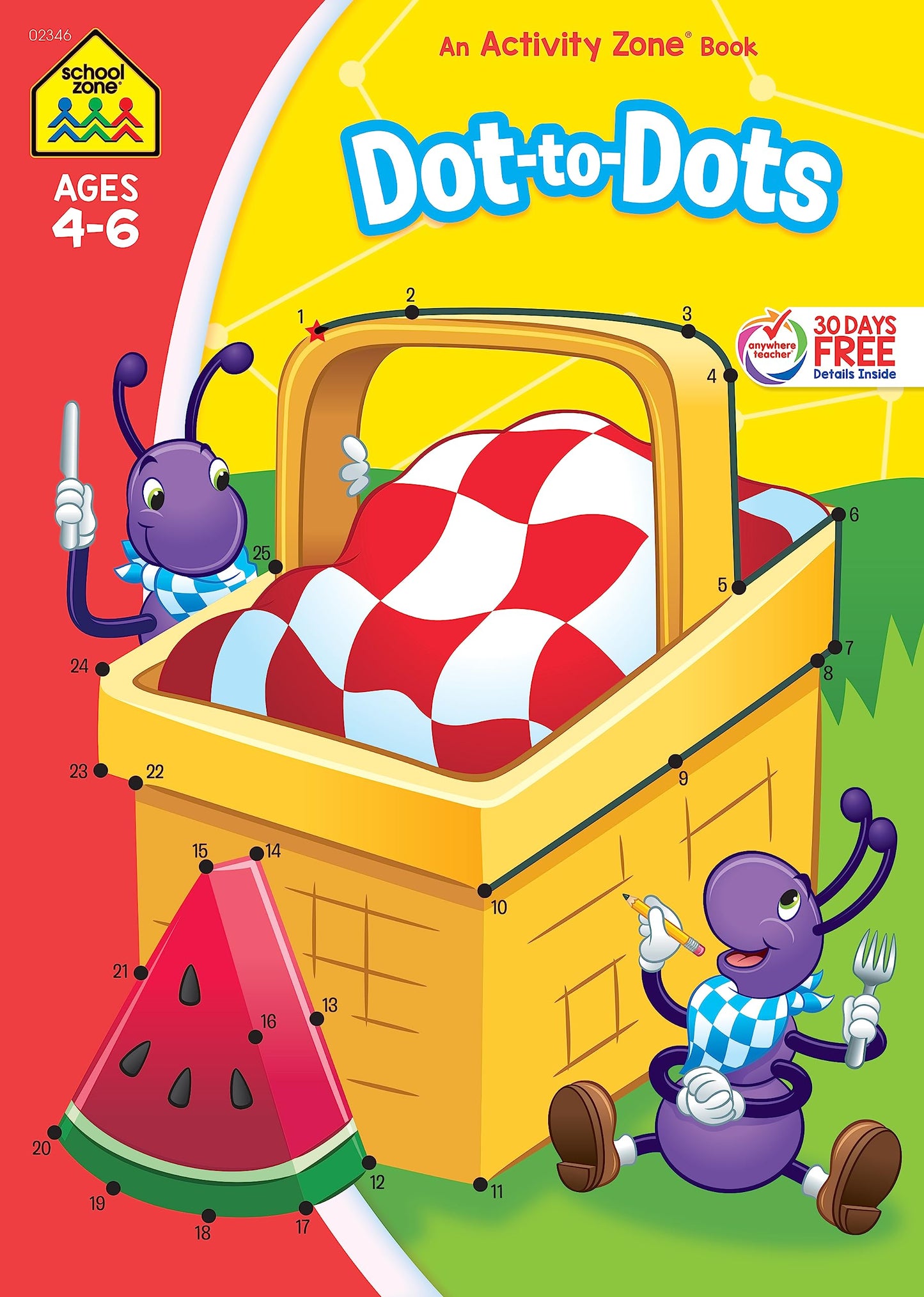School Zone - Dot-to-Dots Workbook - 64 Pages, Ages 4 to 6, Preschool, Kindergarten, Connect the Dots, Alphabetical Order, ABCs, Numerical Order, and More (School Zone Activity Zone® Workbook Series) - 6187