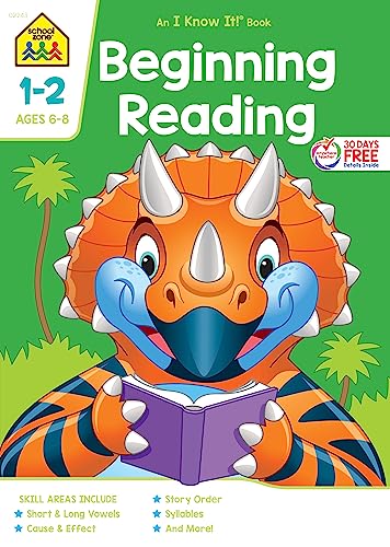 School Zone Beginning Reading Workbook: 64 Pages, 1st Grade, 2nd Grade, Beginning & Ending Sounds, Vowels, Sequencing, Ages 6 to 8 (I Know It! Book Series)